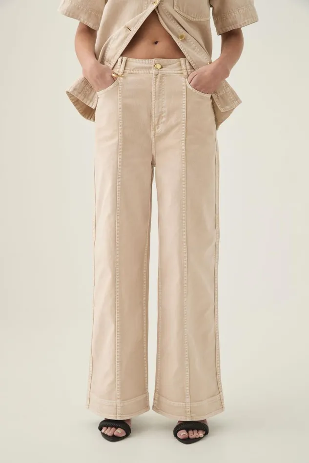 Aje Denim Kya Contrast Wide Leg Jeans Sand Storm Wash 8211 Women