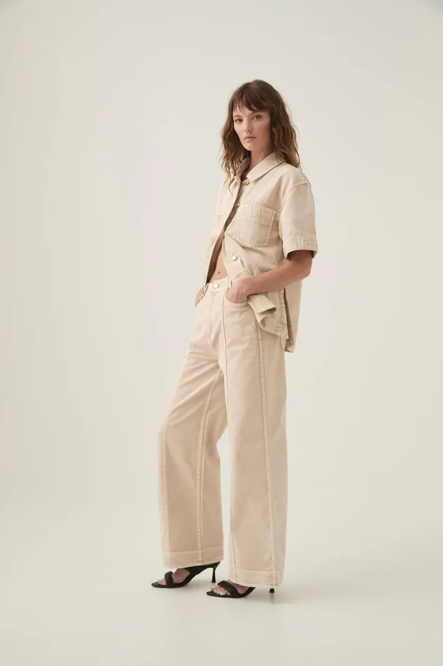 Aje Denim Kya Contrast Wide Leg Jeans Sand Storm Wash 8211 Women