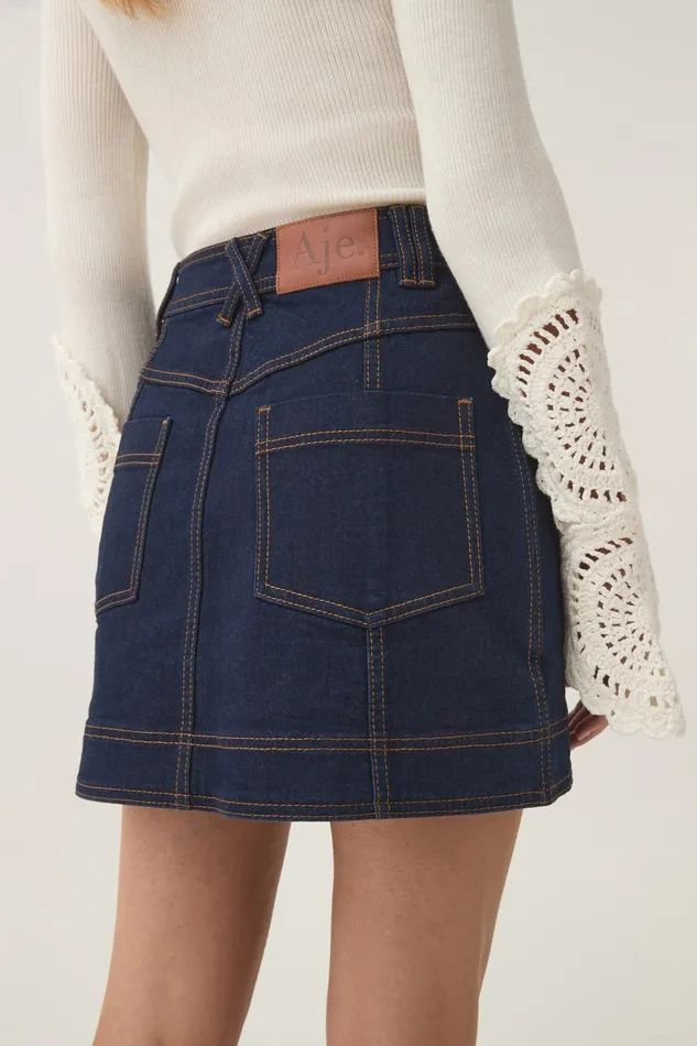 Aje Denim Resonance Denim Mini Skirt Indigo 8211 Women