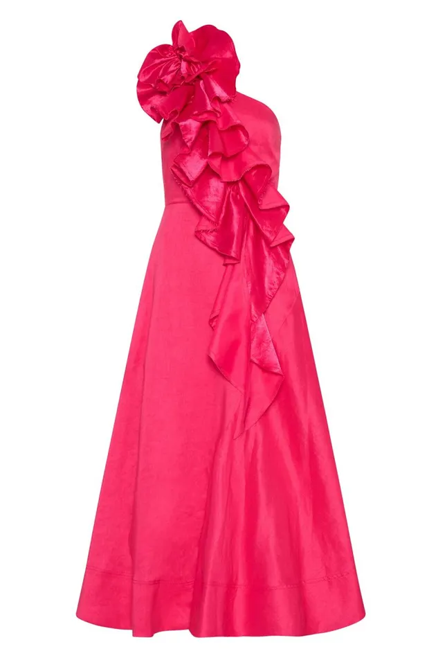 Aje Dresses Adelia Ruffle Midi Dress Bougainvillea Red 8211 Women Aje Dresses Adelia Ruffle Midi Dress Bougainvillea Red 8211 Women