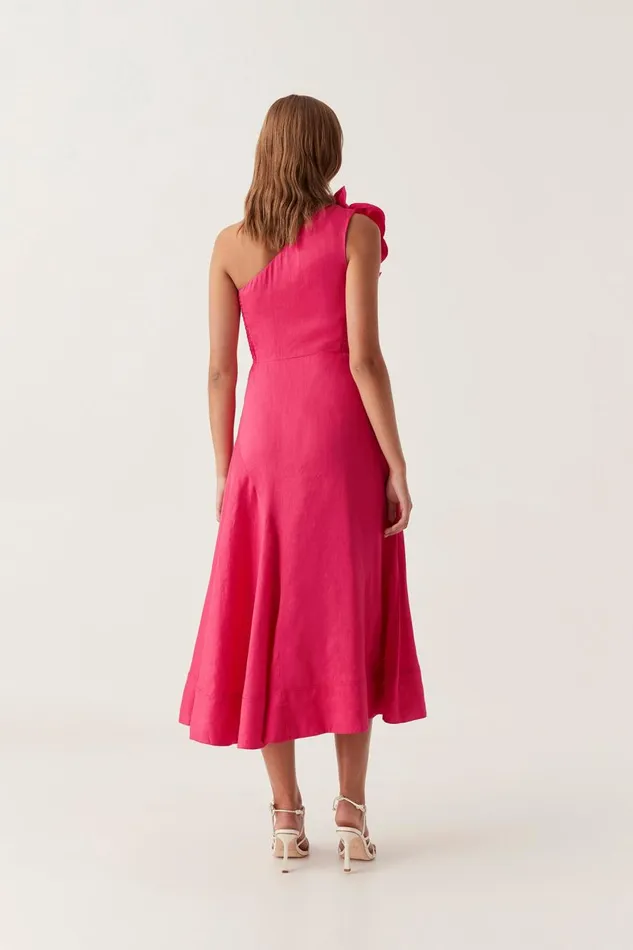 Aje Dresses Adelia Ruffle Midi Dress Bougainvillea Red 8211 Women Aje Dresses Adelia Ruffle Midi Dress Bougainvillea Red 8211 Women