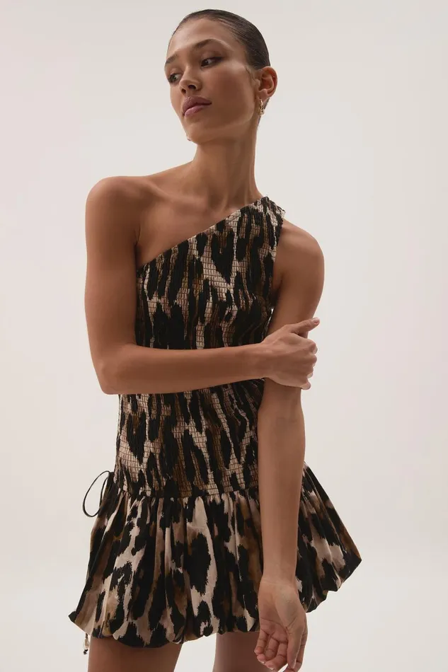 Aje Dresses Airlie One Shoulder Mini Dress Animal 8211 Women Aje Dresses Airlie One Shoulder Mini Dress Animal 8211 Women