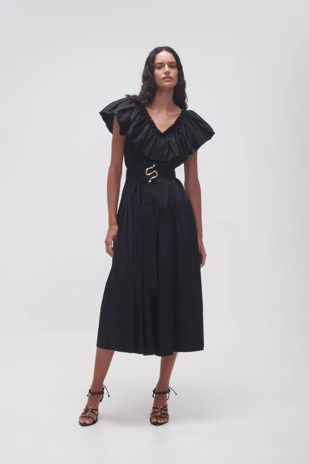 Aje Dresses Alma Bubble Frill Midi Dress Black 8211 Women