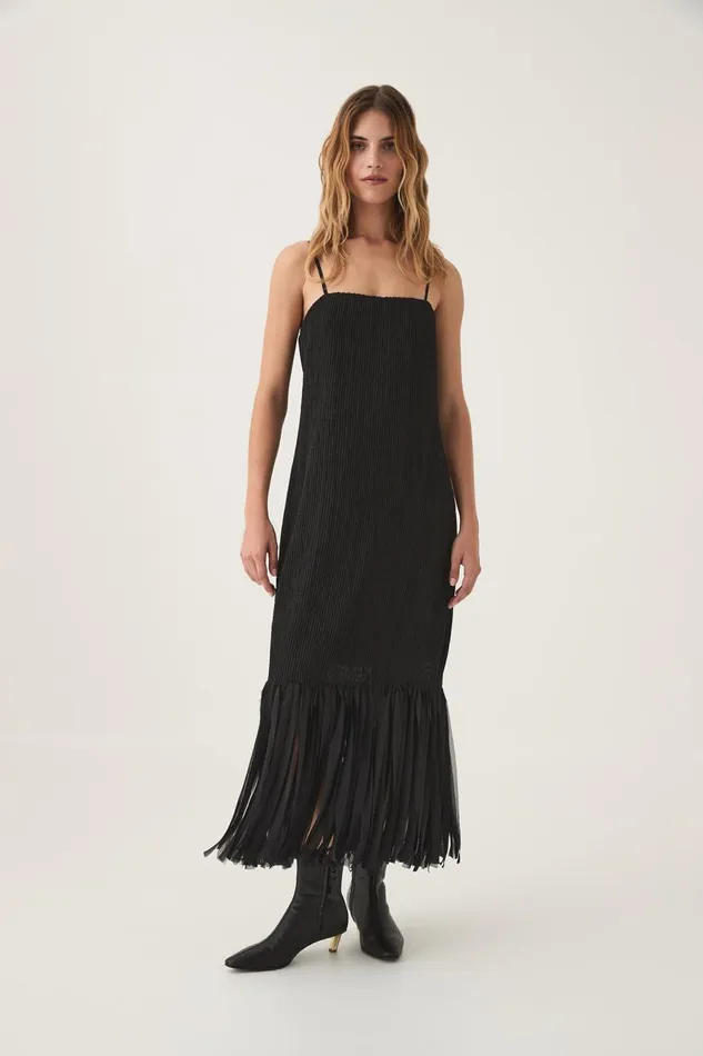 Aje Dresses Arris Fringed Maxi Dress Black 8211 Women Aje Dresses Arris Fringed Maxi Dress Black 8211 Women