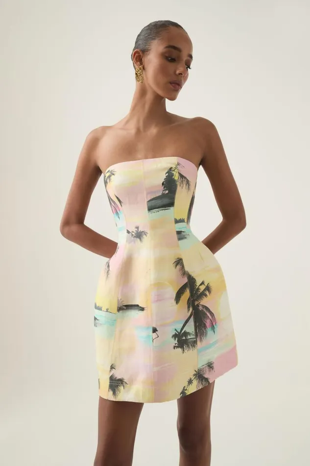 Aje Dresses Baret Strapless Mini Dress Sunset Sky 8211 Women Aje Dresses Baret Strapless Mini Dress Sunset Sky 8211 Women