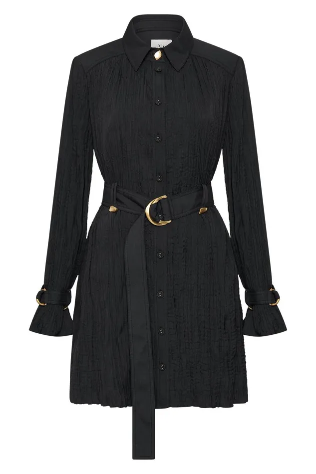 Aje Dresses Bays Crushed Pleat Mini Dress Black 8211 Women Aje Dresses Bays Crushed Pleat Mini Dress Black 8211 Women