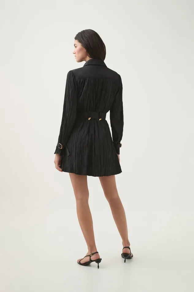 Aje Dresses Bays Crushed Pleat Mini Dress Black 8211 Women Aje Dresses Bays Crushed Pleat Mini Dress Black 8211 Women