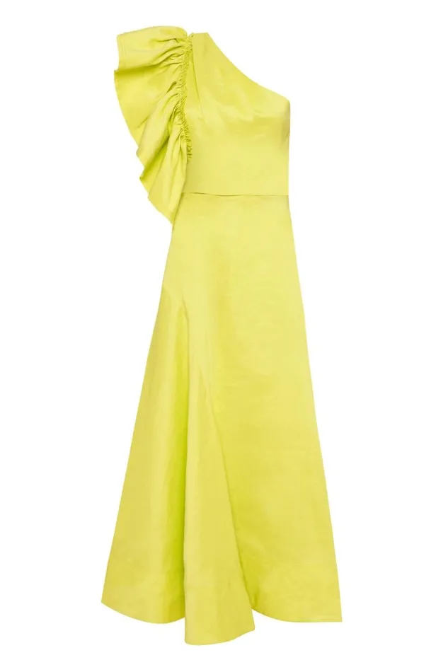 Aje Dresses Bonjour Asymmetric Midi Dress Lime Green 8211 Women Aje Dresses Bonjour Asymmetric Midi Dress Lime Green 8211 Women