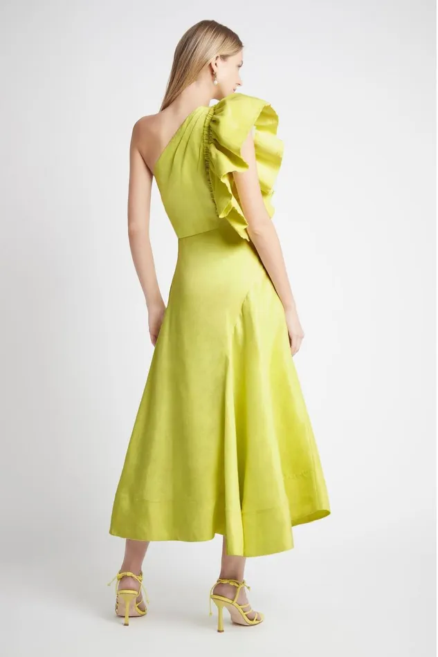 Aje Dresses Bonjour Asymmetric Midi Dress Lime Green 8211 Women Aje Dresses Bonjour Asymmetric Midi Dress Lime Green 8211 Women