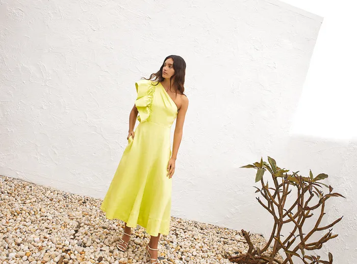 Aje Dresses Bonjour Asymmetric Midi Dress Lime Green 8211 Women Aje Dresses Bonjour Asymmetric Midi Dress Lime Green 8211 Women