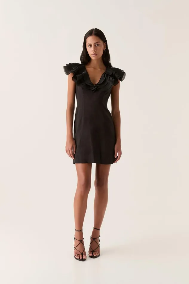 Aje Dresses Charmed Plunge Mini Dress Black 8211 Women Aje Dresses Charmed Plunge Mini Dress Black 8211 Women