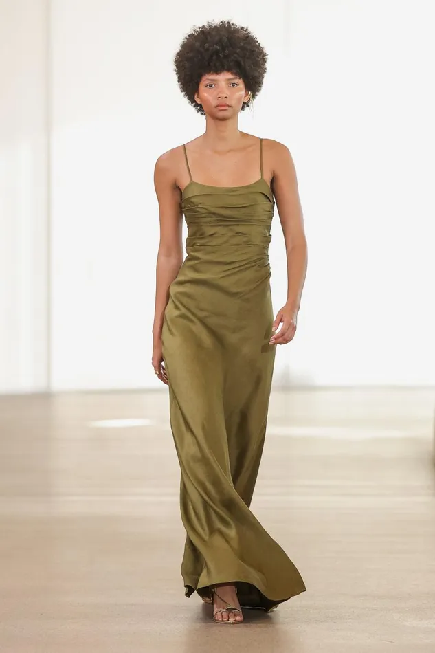 Aje Dresses Clarice Draped Maxi Dress Deep Olive 8211 Women Aje Dresses Clarice Draped Maxi Dress Deep Olive 8211 Women