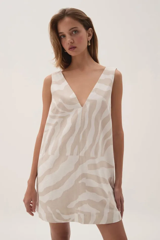Aje Dresses Daze Mini Dress Oatmeal Zebra 8211 Women Aje Dresses Daze Mini Dress Oatmeal Zebra 8211 Women