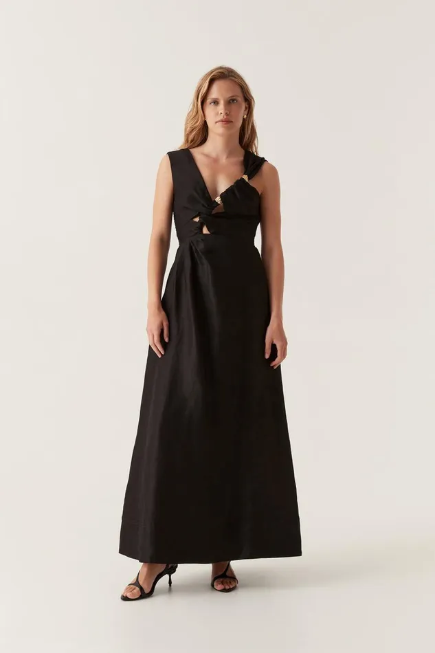 Aje Dresses Electra Scrunch Midi Dress Black 8211 Women Aje Dresses Electra Scrunch Midi Dress Black 8211 Women