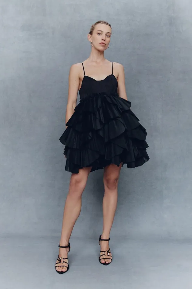 Aje Dresses Elsie Pleat Mini Dress Black 8211 Women