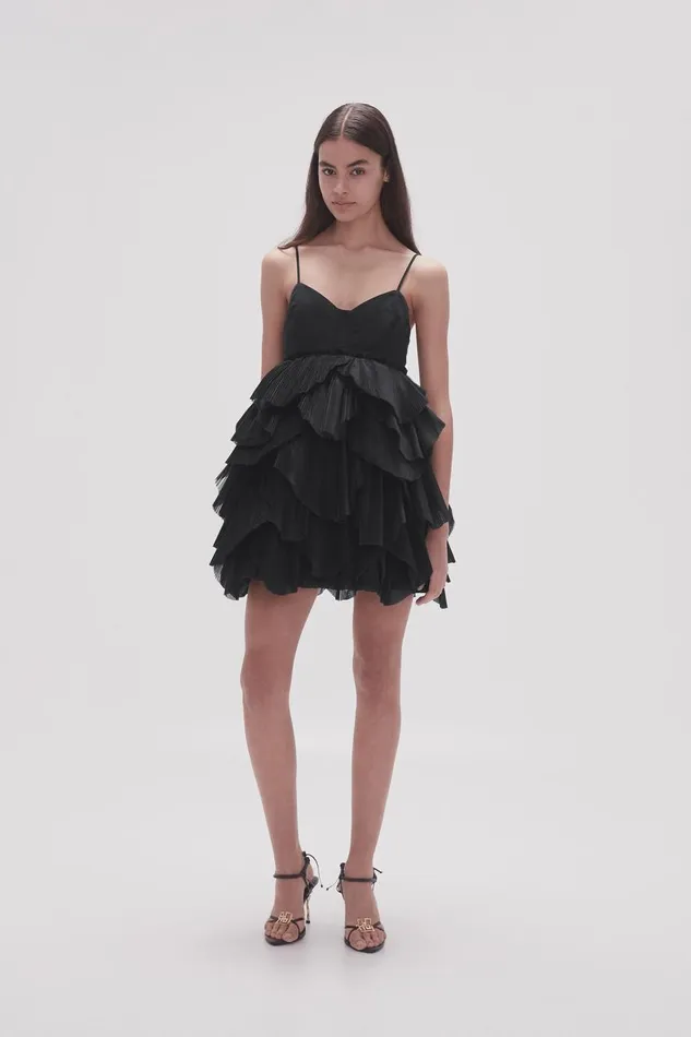 Aje Dresses Elsie Pleat Mini Dress Black 8211 Women Aje Dresses Elsie Pleat Mini Dress Black 8211 Women