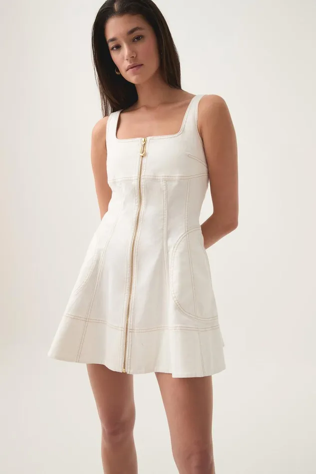 Aje Dresses Emilie Denim Mini Dress White 8211 Women