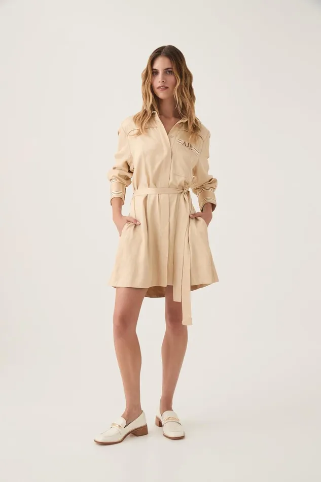 Aje Dresses Enfilade Logo Mini Dress Ecru Beige 8211 Women