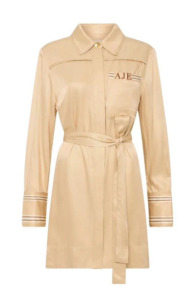 Aje Dresses Enfilade Logo Mini Dress Ecru Beige 8211 Women Aje Dresses Enfilade Logo Mini Dress Ecru Beige 8211 Women