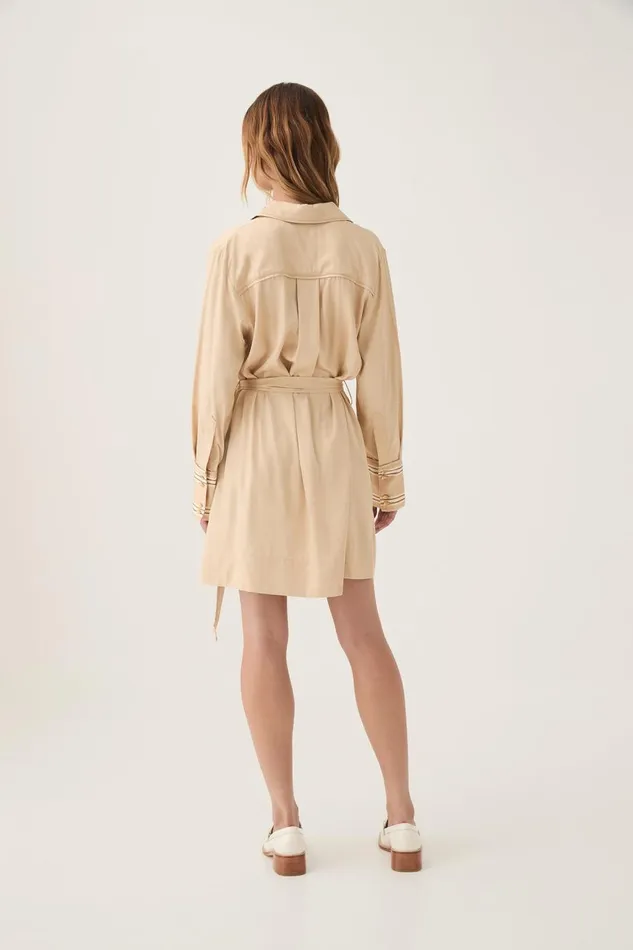 Aje Dresses Enfilade Logo Mini Dress Ecru Beige 8211 Women Aje Dresses Enfilade Logo Mini Dress Ecru Beige 8211 Women