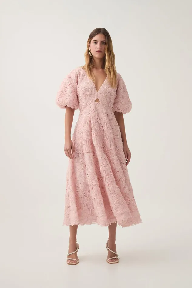 Aje Dresses Florential Textured Midi Dress Rosewater 8211 Women