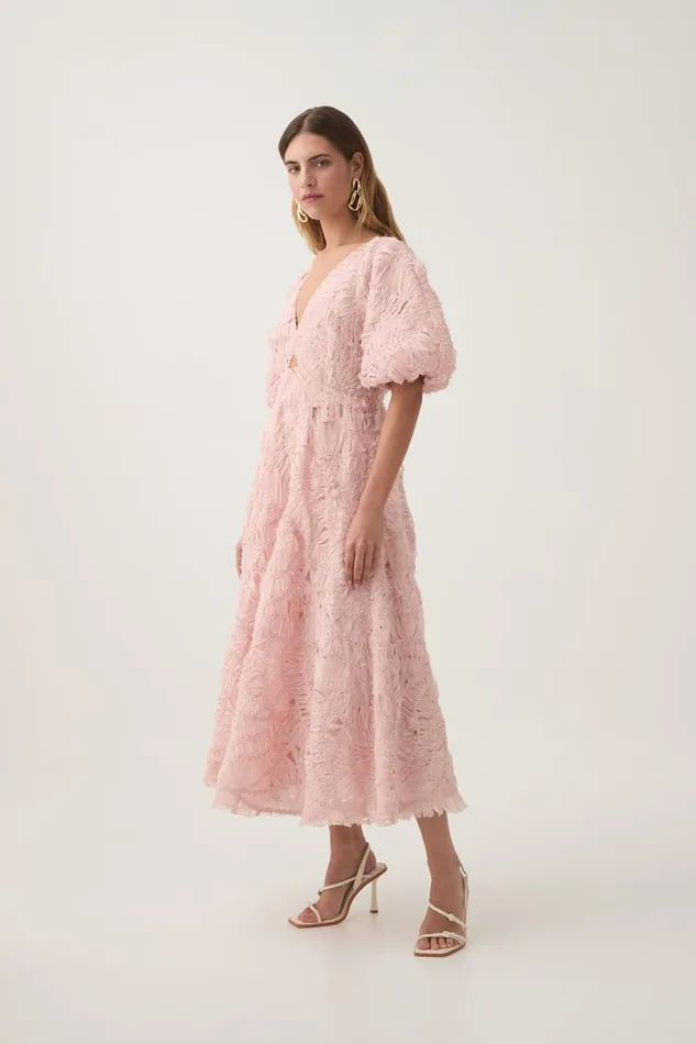 Aje Dresses Florential Textured Midi Dress Rosewater 8211 Women Aje Dresses Florential Textured Midi Dress Rosewater 8211 Women