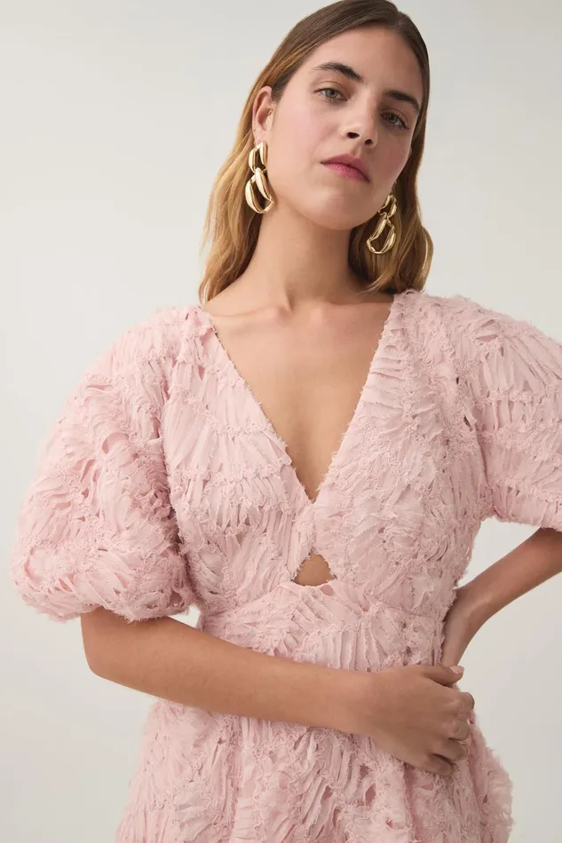 Aje Dresses Florential Textured Midi Dress Rosewater 8211 Women Aje Dresses Florential Textured Midi Dress Rosewater 8211 Women
