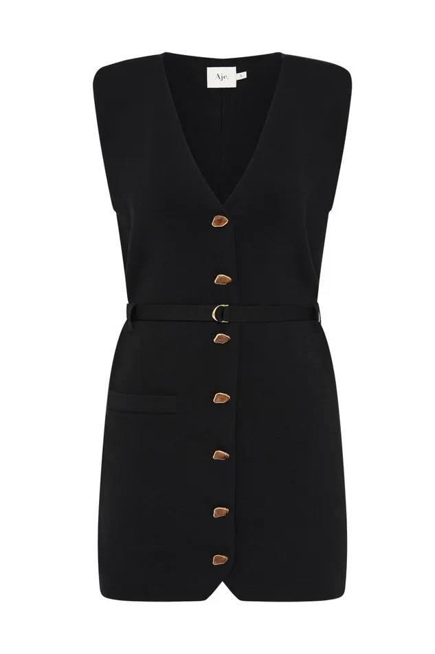 Aje Dresses Ondine Knit Mini Dress Black 8211 Women Aje Dresses Ondine Knit Mini Dress Black 8211 Women