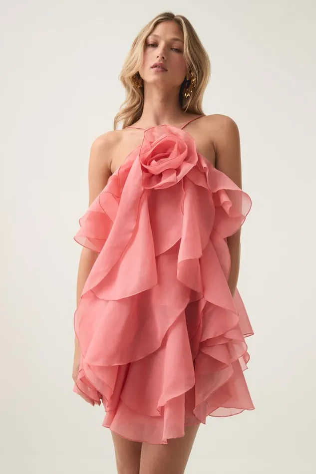 Aje Dresses Pandorea Layered Mini Dress Washed Coral 8211 Women Aje Dresses Pandorea Layered Mini Dress Washed Coral 8211 Women