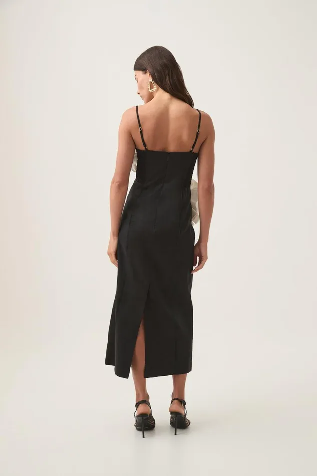Aje Dresses Parallels Spiral Midi Dress Blackivory 8211 Women Aje Dresses Parallels Spiral Midi Dress Blackivory 8211 Women