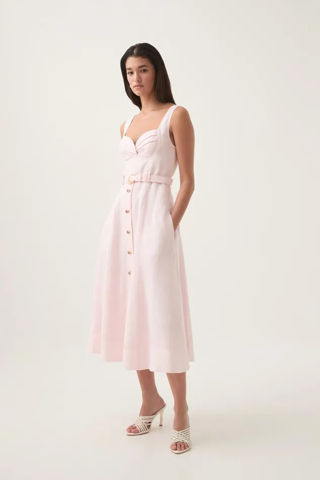 Aje Dresses Primary Belted Midi Dress Pastel Pink 8211 Women