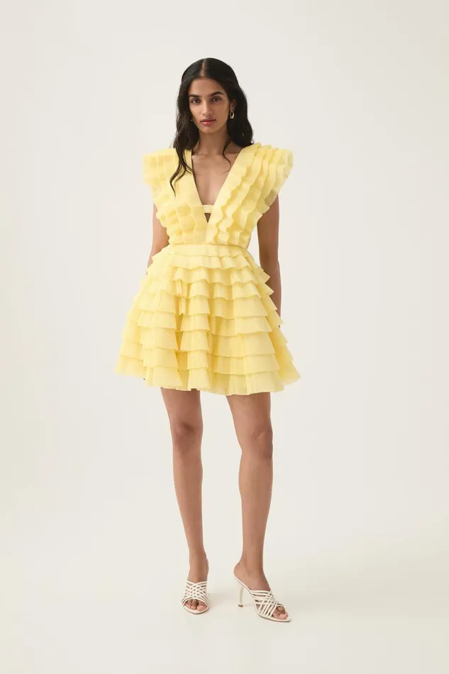 Aje Dresses Reflection Mini Dress Acacia Yellow 8211 Women Aje Dresses Reflection Mini Dress Acacia Yellow 8211 Women