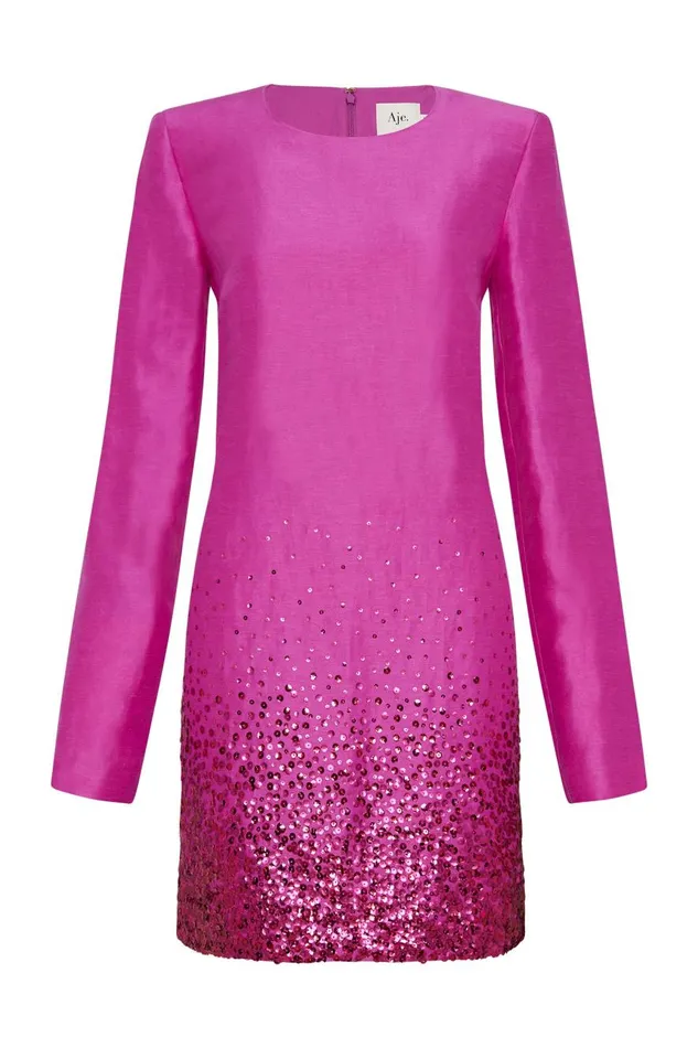 Aje Dresses Reflection Sequin Mini Dress Deep Magenta 8211 Women Aje Dresses Reflection Sequin Mini Dress Deep Magenta 8211 Women