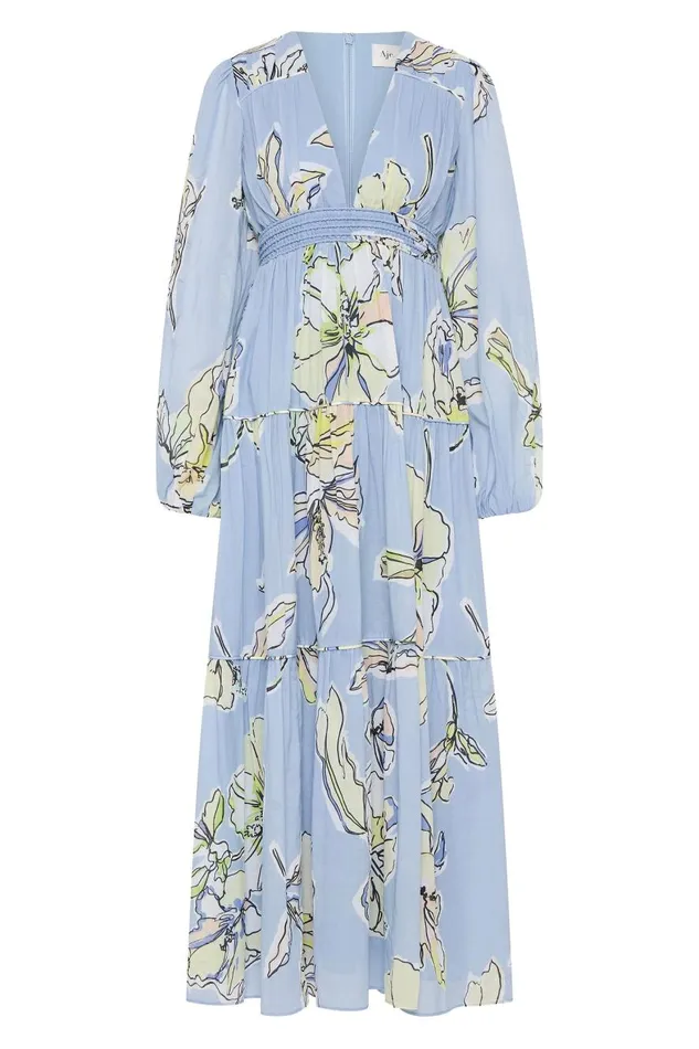 Aje Dresses Romantica Voile Maxi Dress Blue Hibiscus 8211 Women Aje Dresses Romantica Voile Maxi Dress Blue Hibiscus 8211 Women