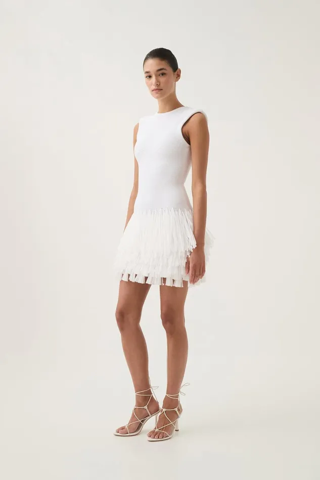 Aje Dresses Rushes Raffia Knit Mini Dress White 8211 Women Aje Dresses Rushes Raffia Knit Mini Dress White 8211 Women
