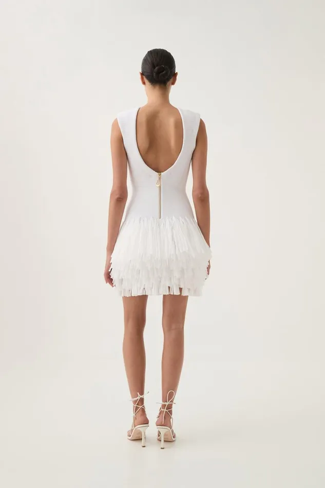 Aje Dresses Rushes Raffia Knit Mini Dress White 8211 Women Aje Dresses Rushes Raffia Knit Mini Dress White 8211 Women