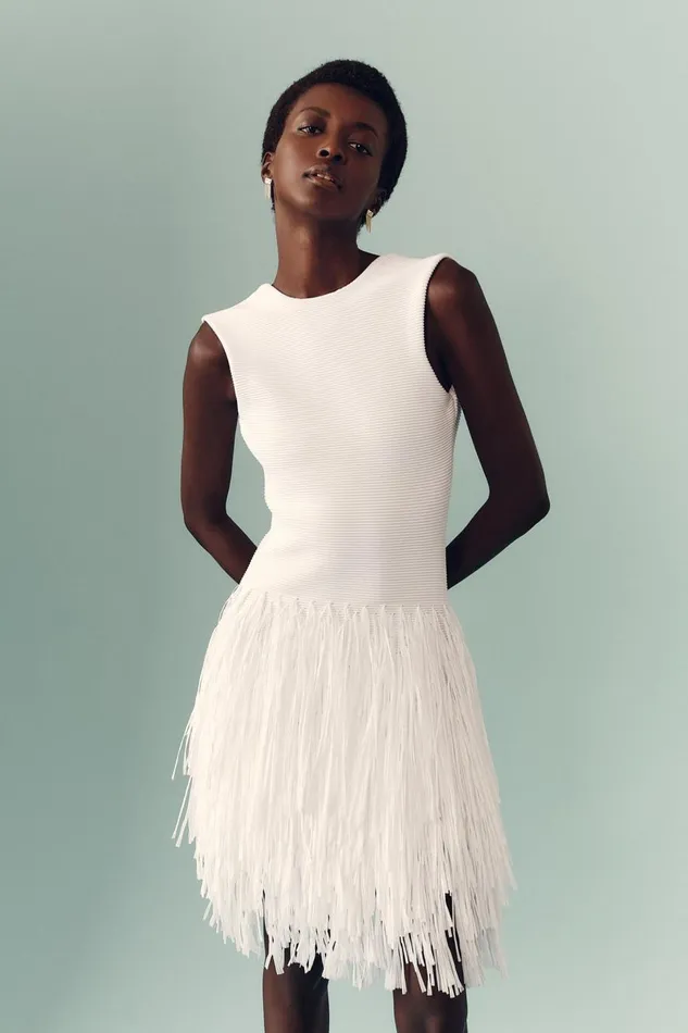 Aje Dresses Rushes Raffia Knit Mini Dress White 8211 Women Aje Dresses Rushes Raffia Knit Mini Dress White 8211 Women