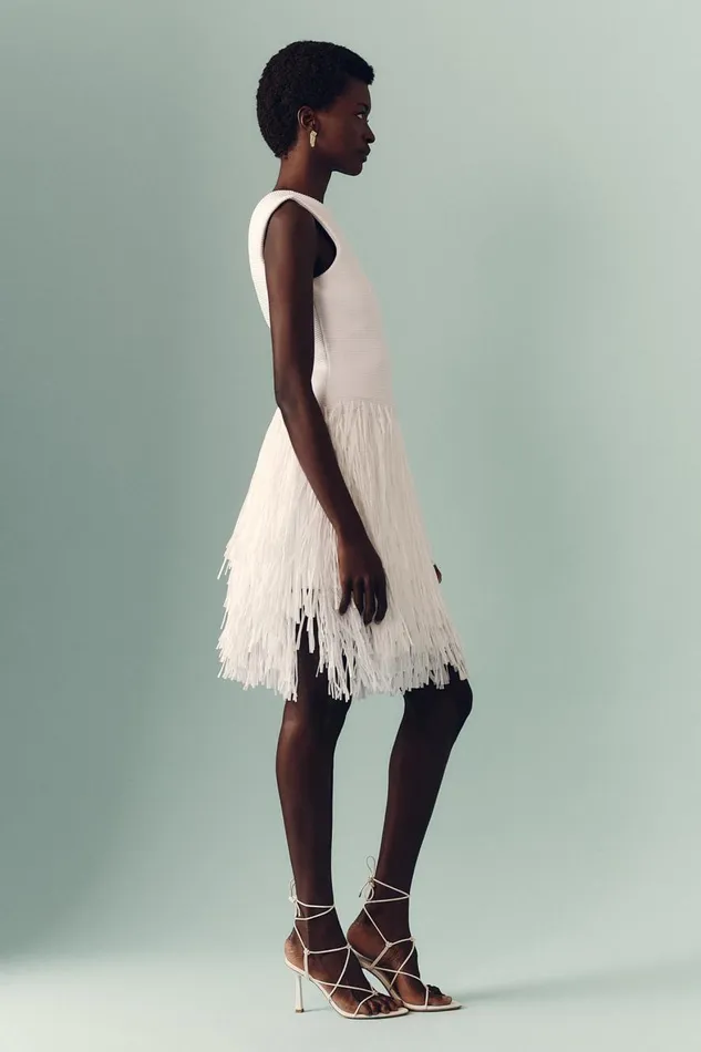 Aje Dresses Rushes Raffia Knit Mini Dress White 8211 Women Aje Dresses Rushes Raffia Knit Mini Dress White 8211 Women