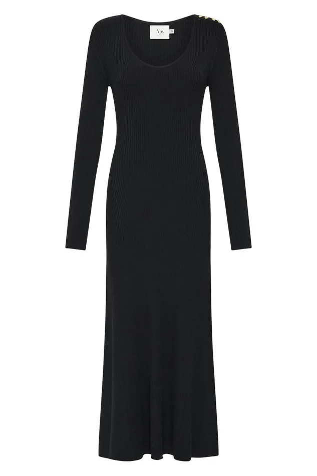 Aje Dresses Zeitgeist Knit Midi Dress Black 8211 Women Aje Dresses Zeitgeist Knit Midi Dress Black 8211 Women
