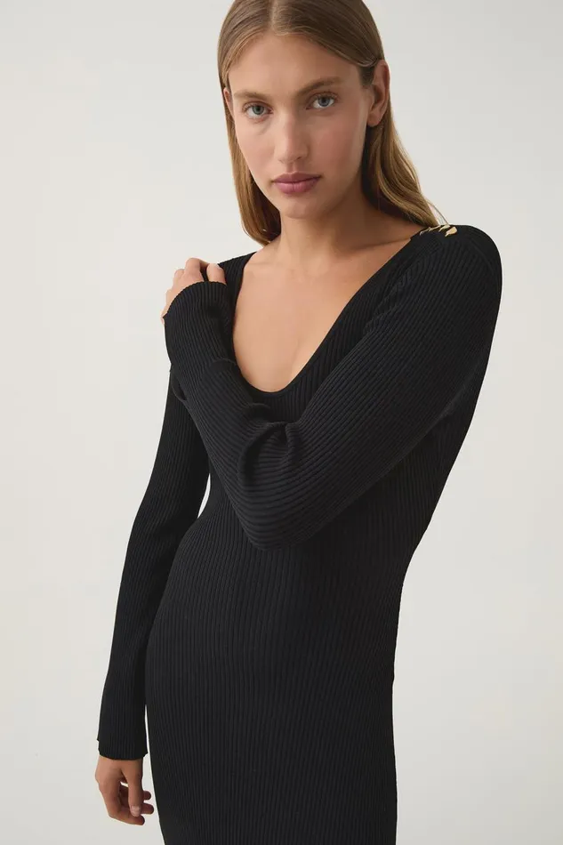 Aje Dresses Zeitgeist Knit Midi Dress Black 8211 Women Aje Dresses Zeitgeist Knit Midi Dress Black 8211 Women