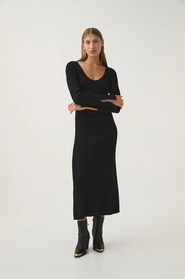 Aje Dresses Zeitgeist Knit Midi Dress Black 8211 Women Aje Dresses Zeitgeist Knit Midi Dress Black 8211 Women