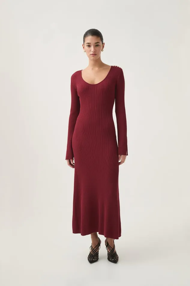 Aje Dresses Zeitgeist Knit Midi Dress Deep Crimson 8211 Women
