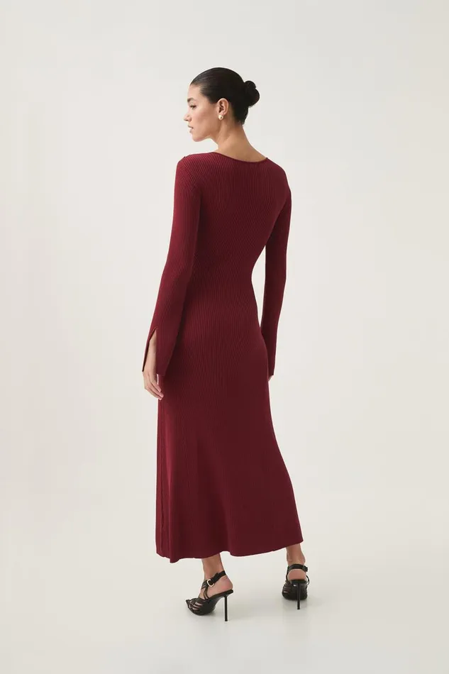 Aje Dresses Zeitgeist Knit Midi Dress Deep Crimson 8211 Women Aje Dresses Zeitgeist Knit Midi Dress Deep Crimson 8211 Women