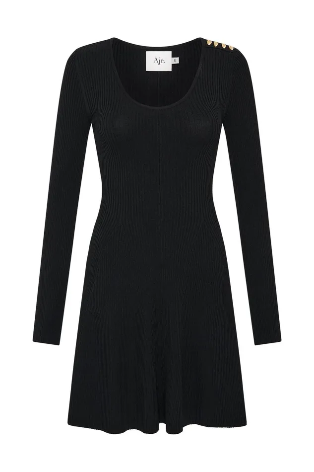 Aje Dresses Zeitgeist Knit Mini Dress Black 8211 Women Aje Dresses Zeitgeist Knit Mini Dress Black 8211 Women