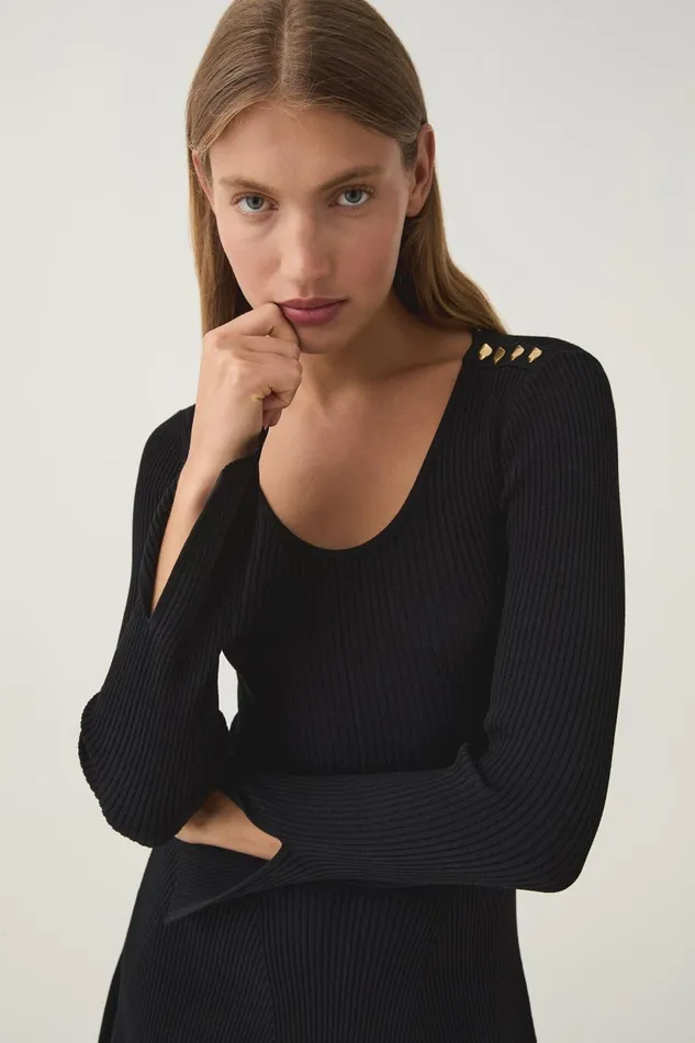 Aje Dresses Zeitgeist Knit Mini Dress Black 8211 Women Aje Dresses Zeitgeist Knit Mini Dress Black 8211 Women