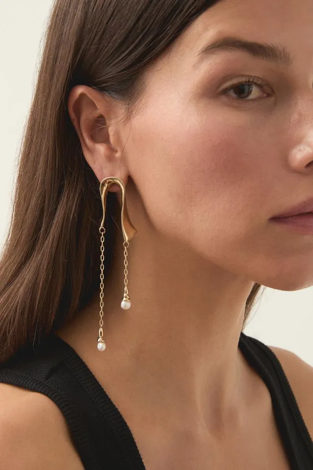 Aje Jewelry Faylinn Ribbon Drop Earring Goldpearl 8211 Women