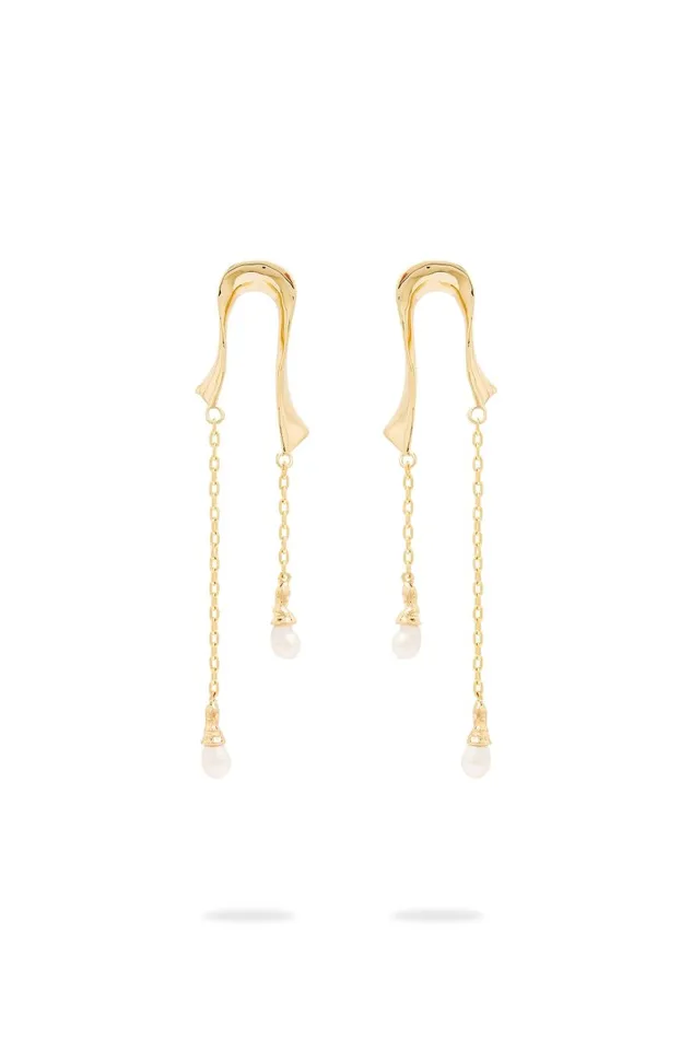 Aje Jewelry Faylinn Ribbon Drop Earring Goldpearl 8211 Women Aje Jewelry Faylinn Ribbon Drop Earring Goldpearl 8211 Women