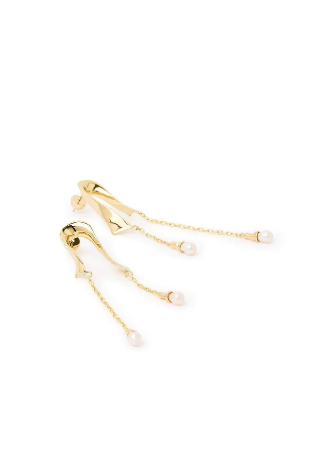 Aje Jewelry Faylinn Ribbon Drop Earring Goldpearl 8211 Women Aje Jewelry Faylinn Ribbon Drop Earring Goldpearl 8211 Women