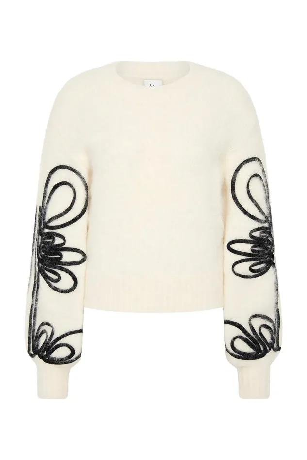 Aje Knitwear and Jumpers Freeflow Blouson Sleeve Knit Ivoryblack 8211 Women