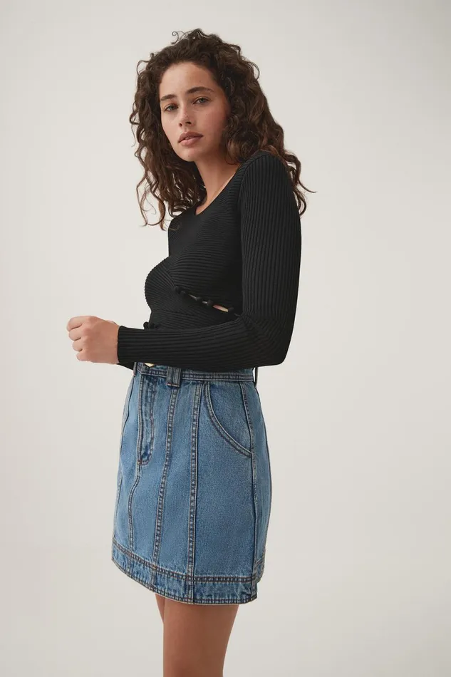 Aje Knitwear and Jumpers Resolute Button Detail Top Black 8211 Women